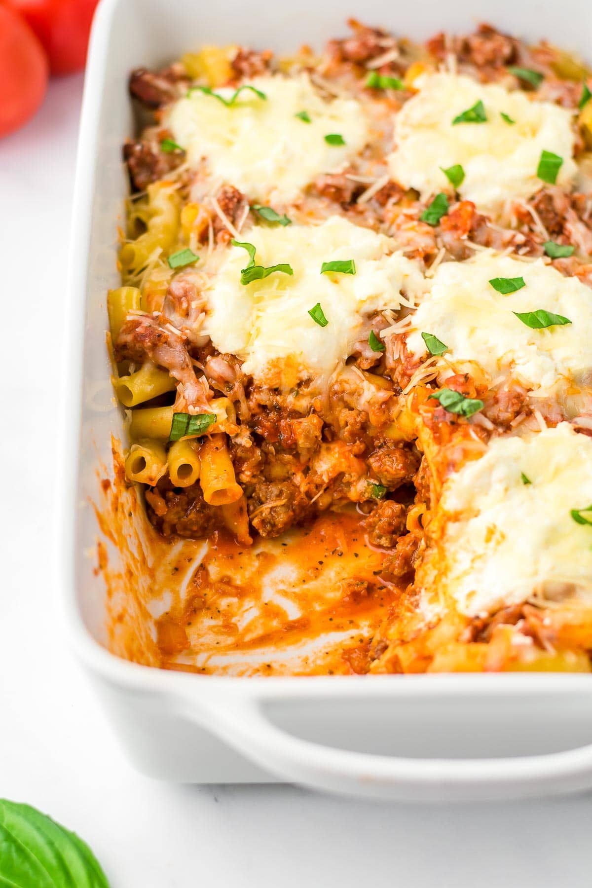 baked ziti in the pan