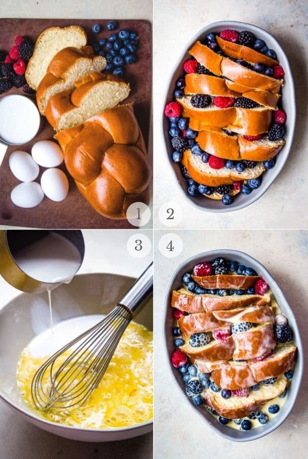challah french toast recipe steps photo collage