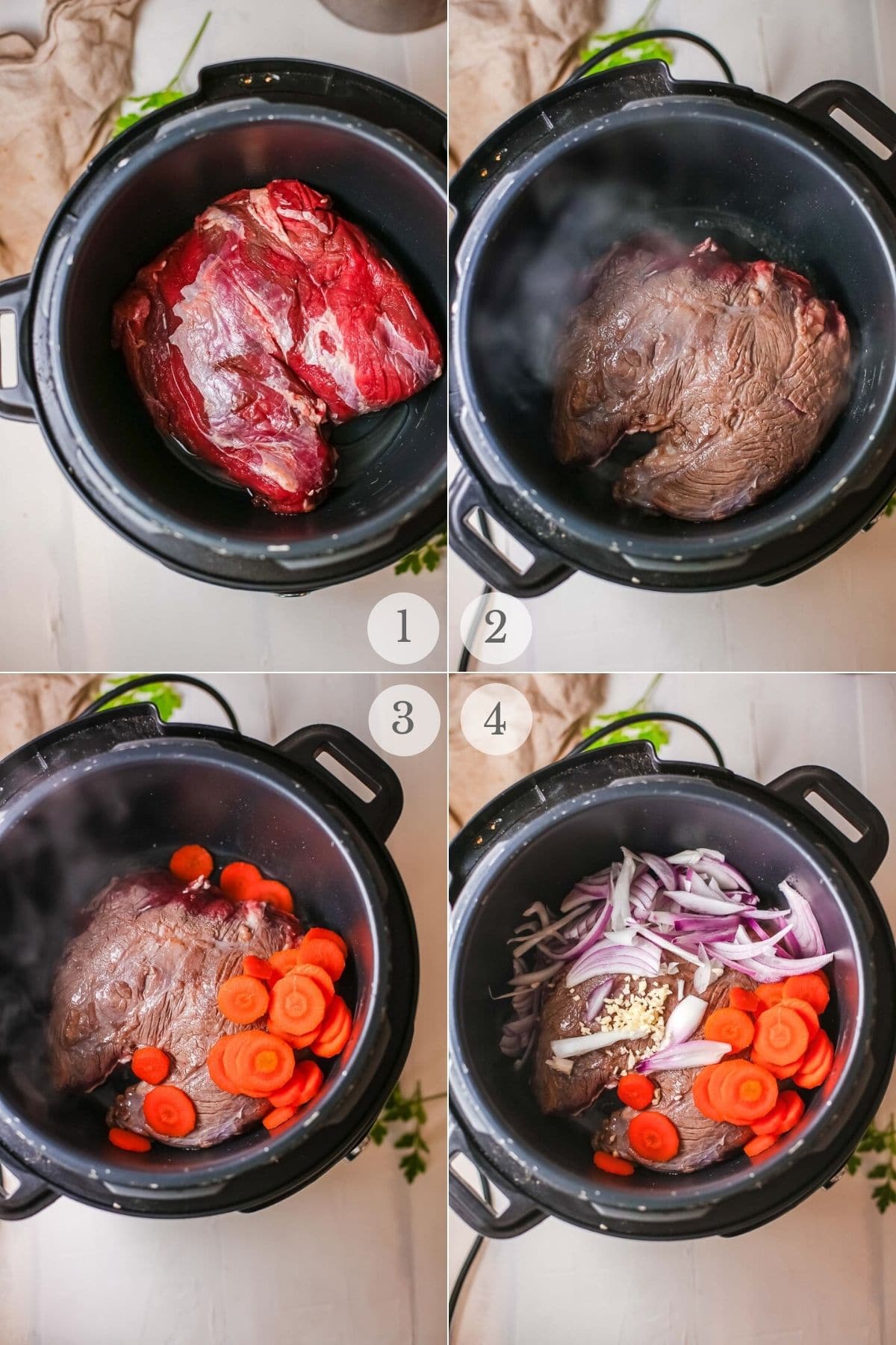 instant pot barbacoa recipe steps 1-4