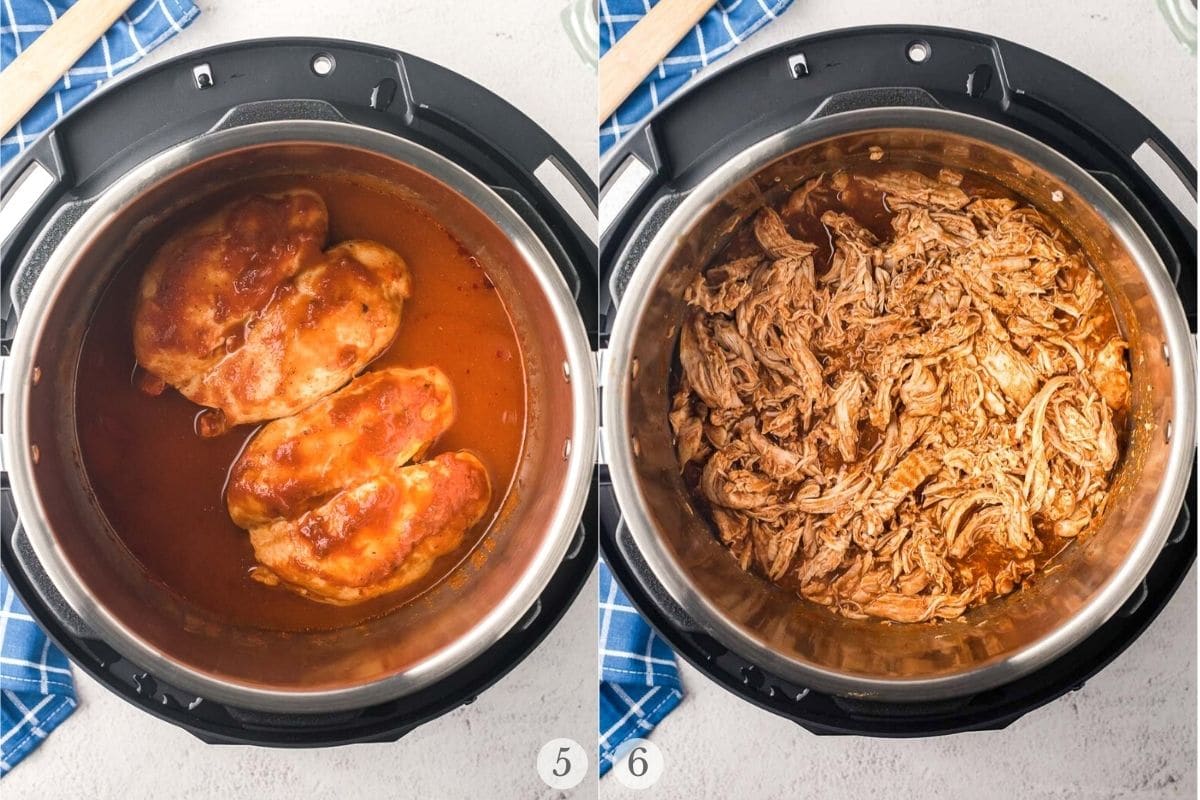 instant pot chicken tacos recipe steps 5-6