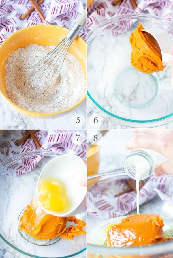 pumpkin cream cheese muffin recipe steps photo collage 2