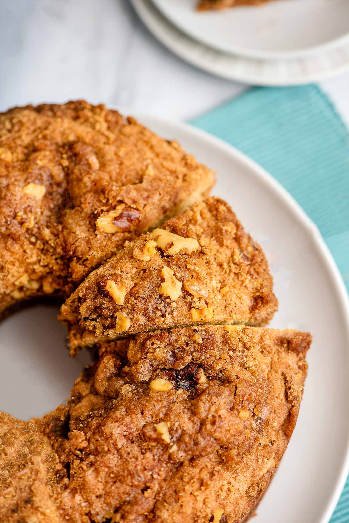 sour cream coffee cake slice with streusel topping