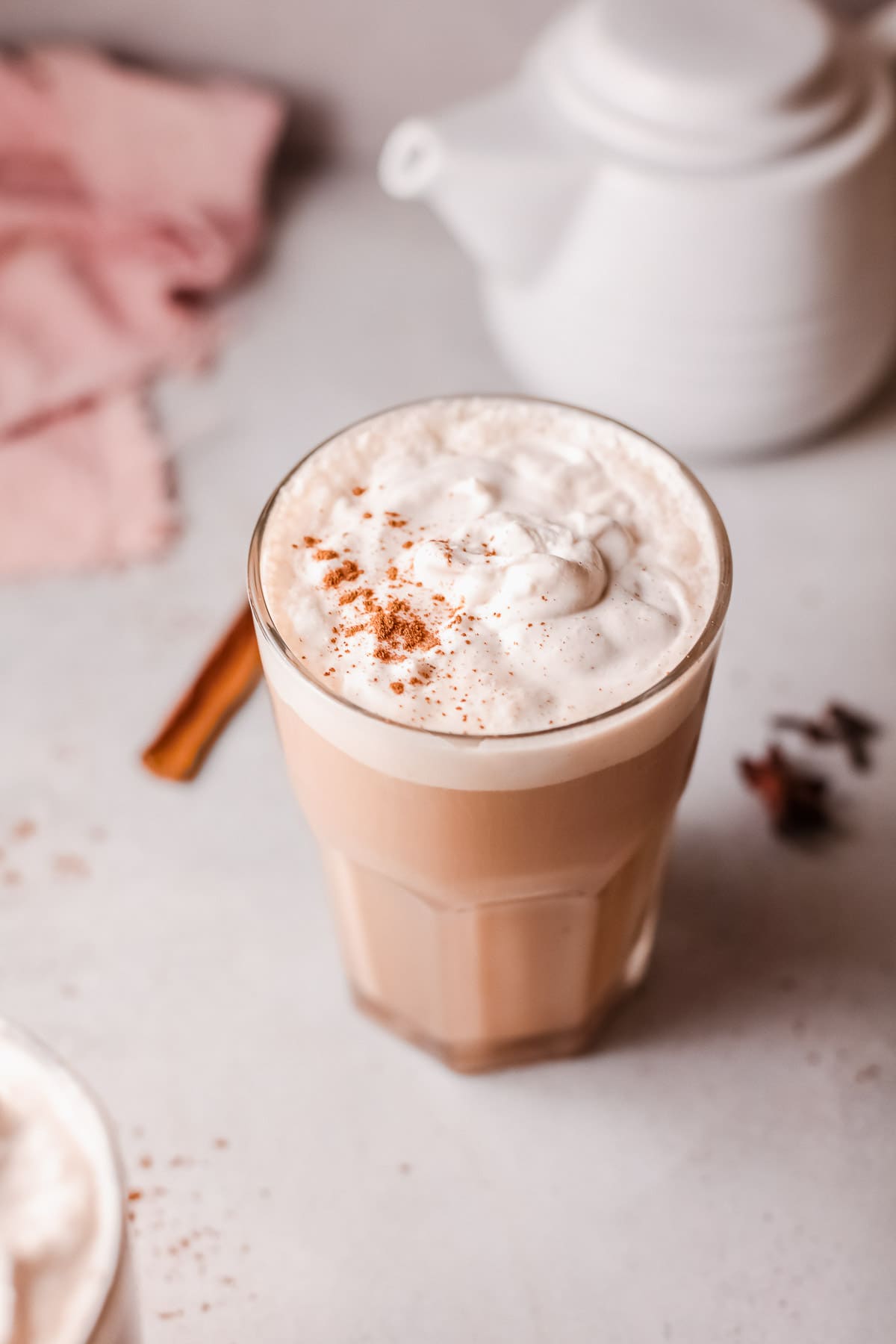 Chai latte with cinnamon