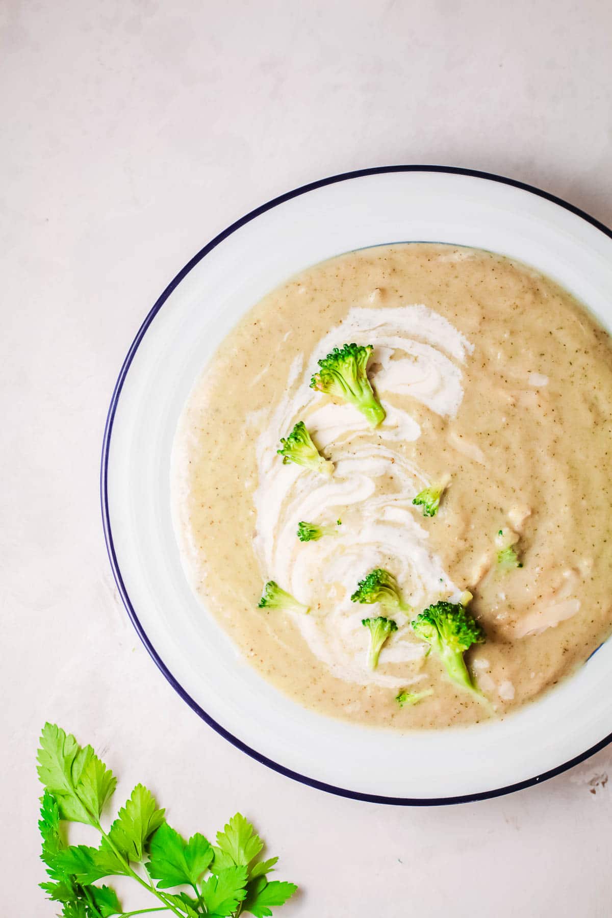 broccoli cheese soup in a bowl 