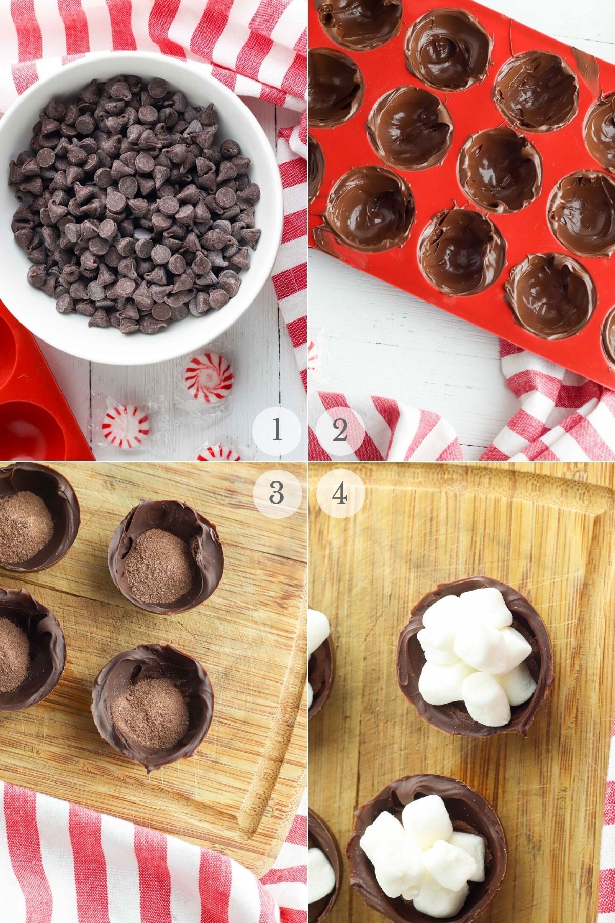 hot chocolate bombs recipe steps 1-4