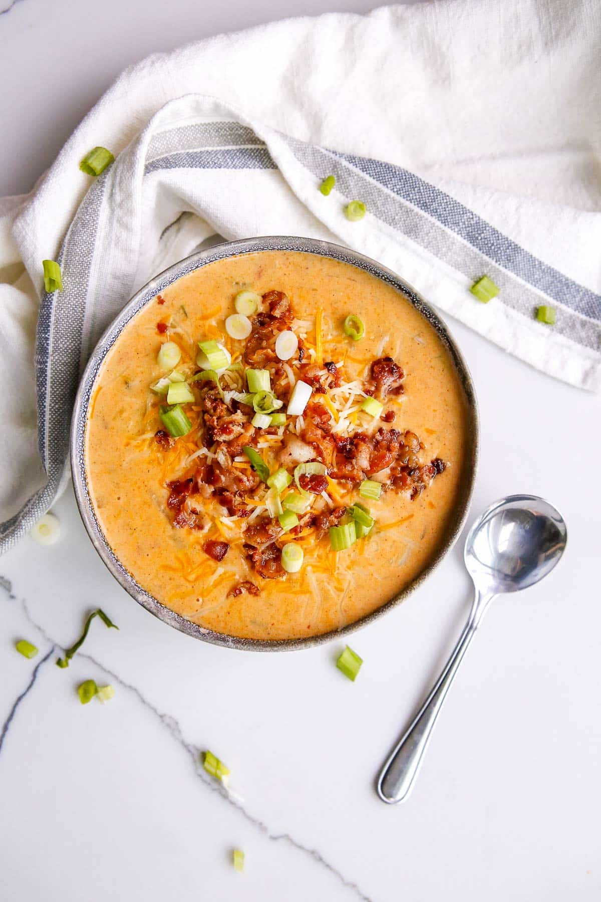 instant pot potato soup in bowl 