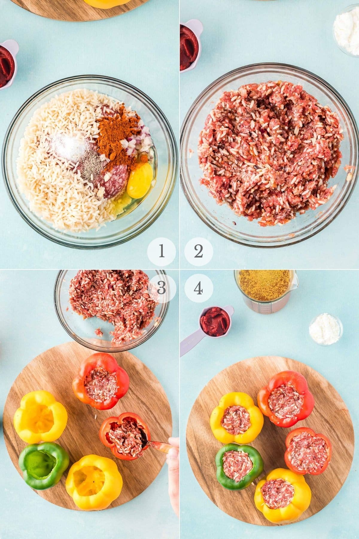 instant pot stuffed peppers recipe steps 1-4