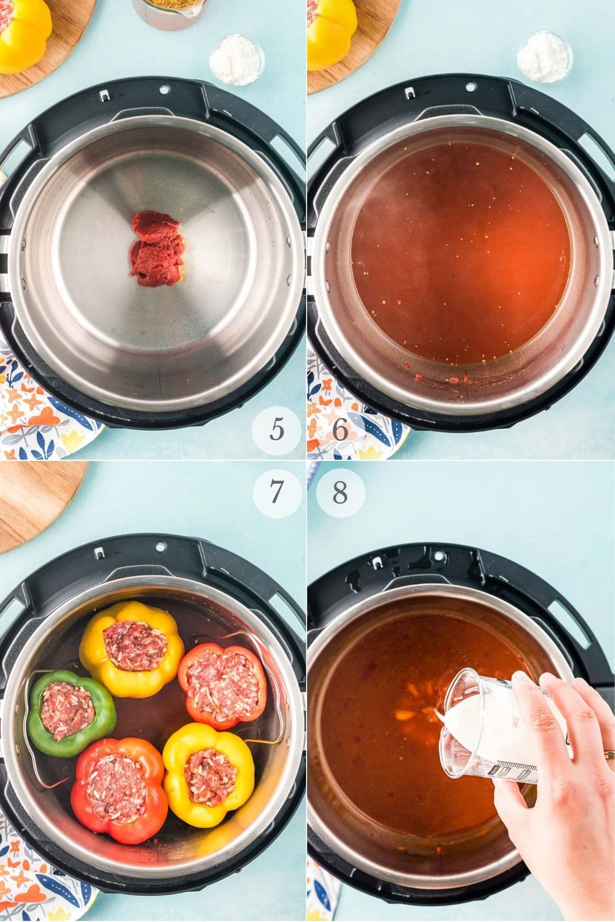 instant pot stuffed peppers recipe steps 5-8