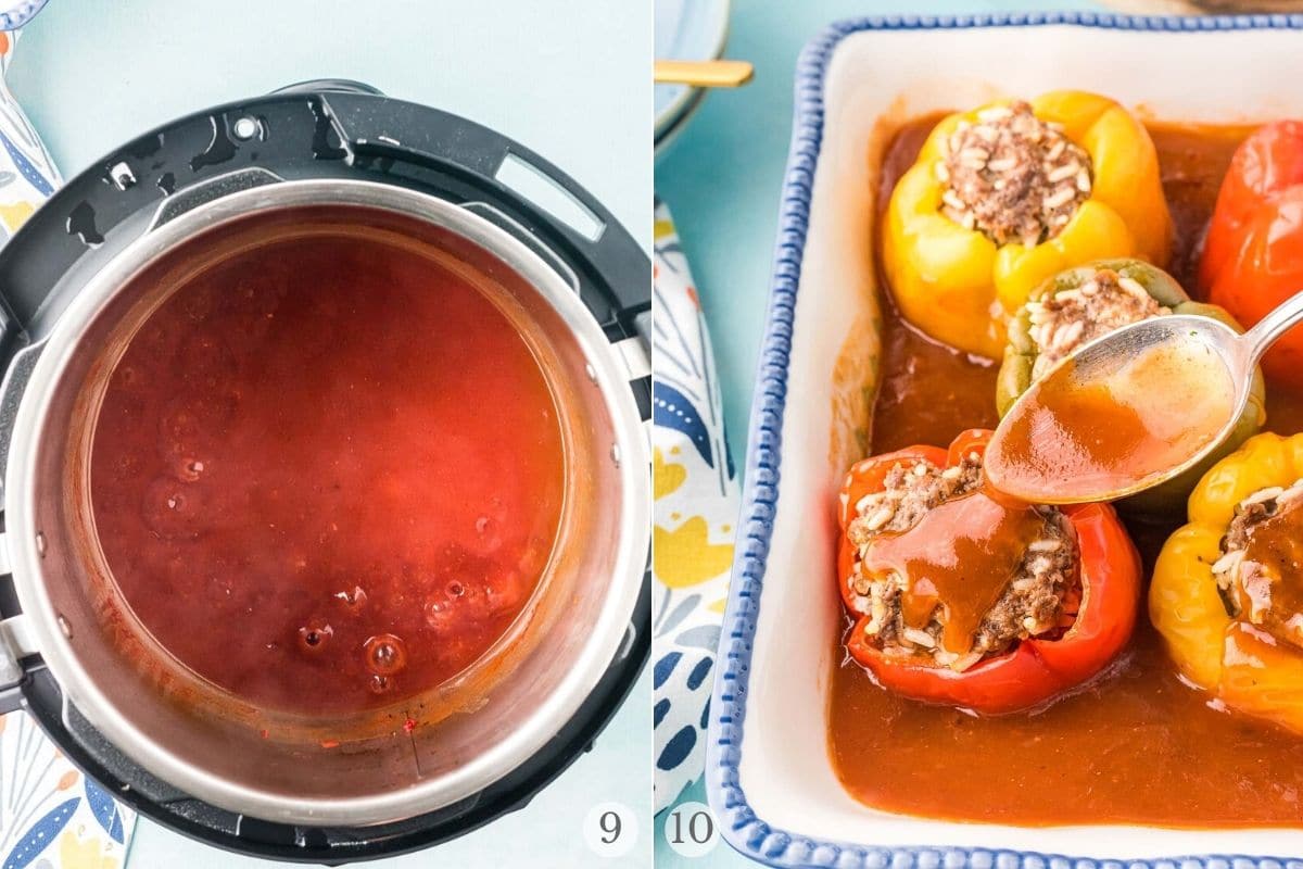 instant pot stuffed peppers recipe steps 9-10