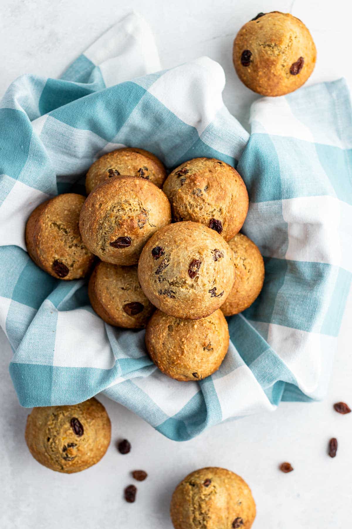 oat bran muffins in basket with cloth 