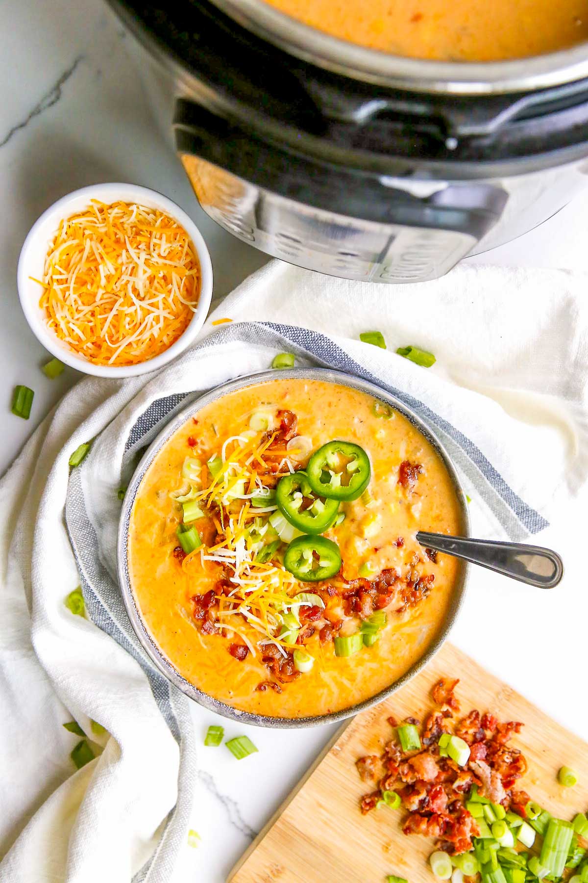 spoonful of instant pot potato soup bowl with Instant Pot 