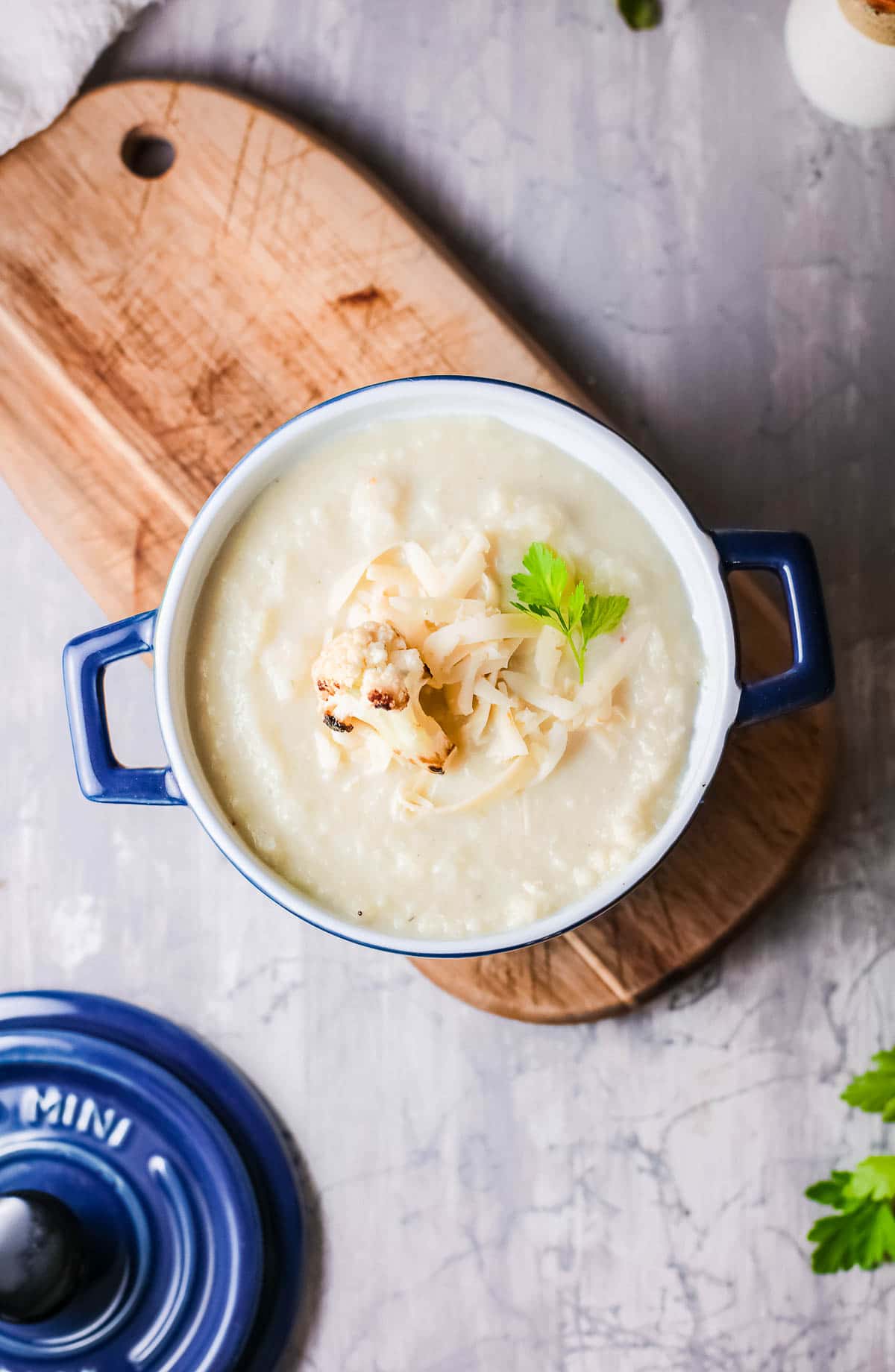 Cauliflower Cheese soup in bowl