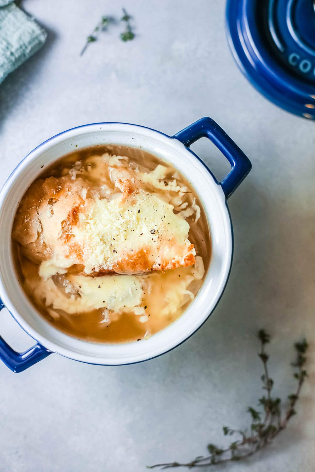 French Onion Soup overhead 