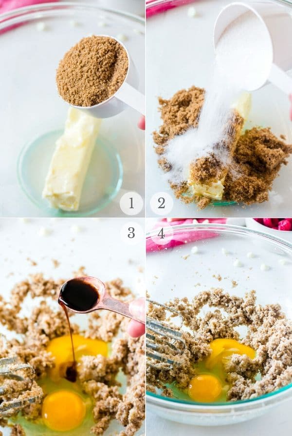 Raspberry Cheesecake Cookies recipe steps photo collage 1