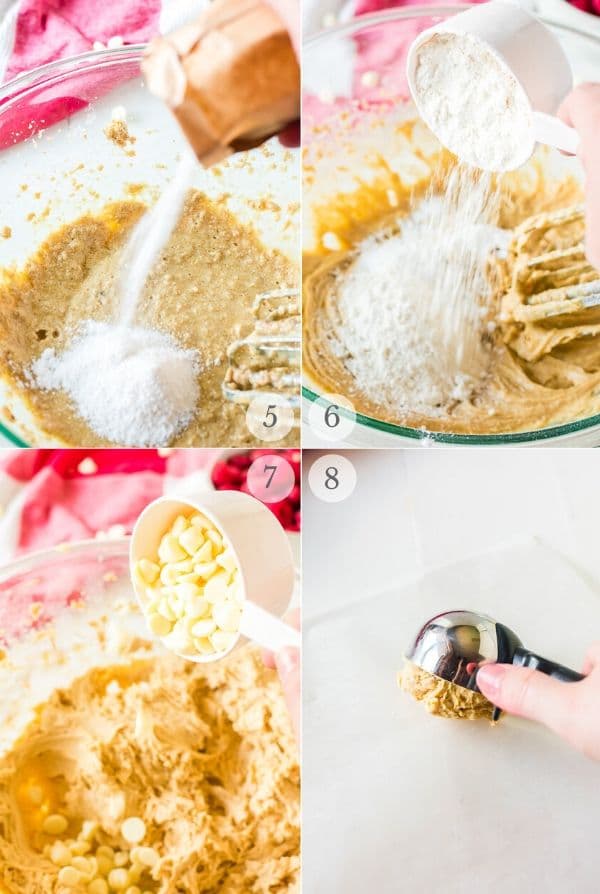 Raspberry Cheesecake Cookies recipe steps photo collage 2