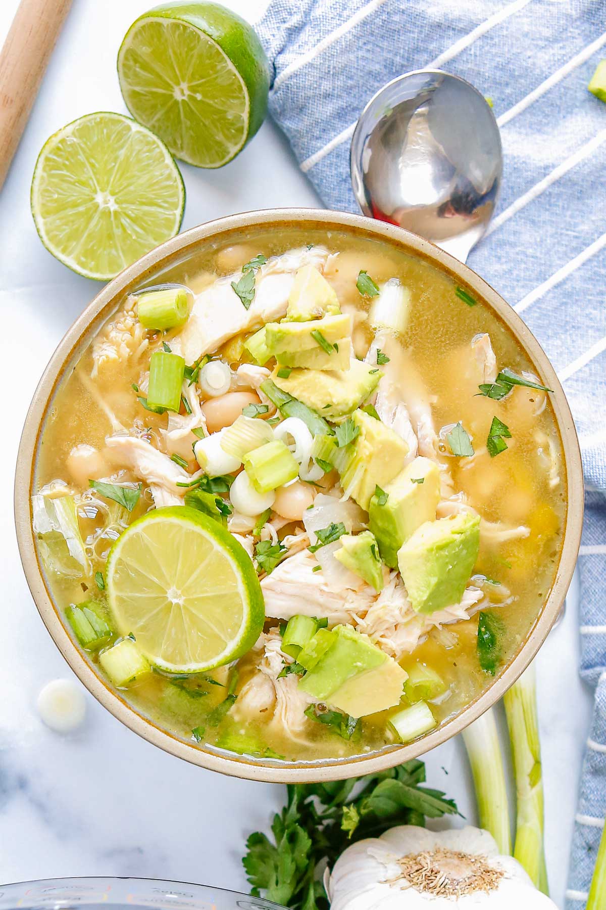 bowl of instant pot turkey chili with spoon 