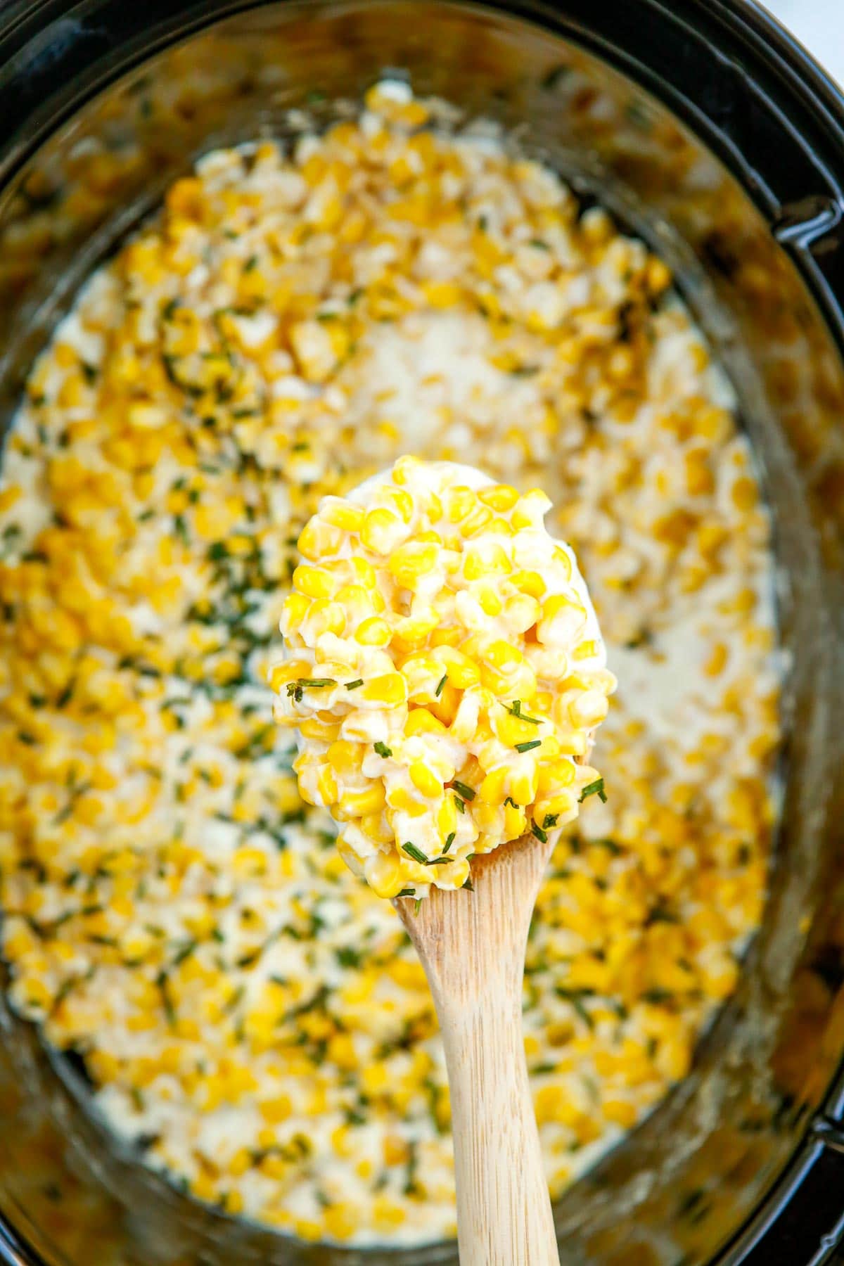 creamed corn on a spoon 