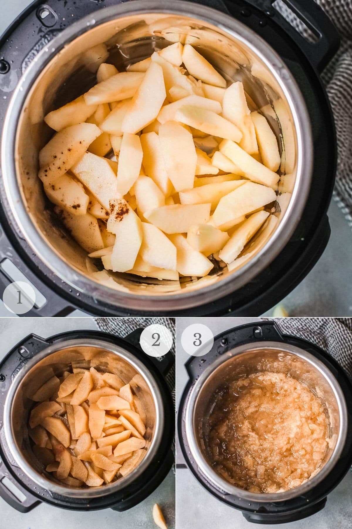 instant pot applesauce recipe steps 1-3