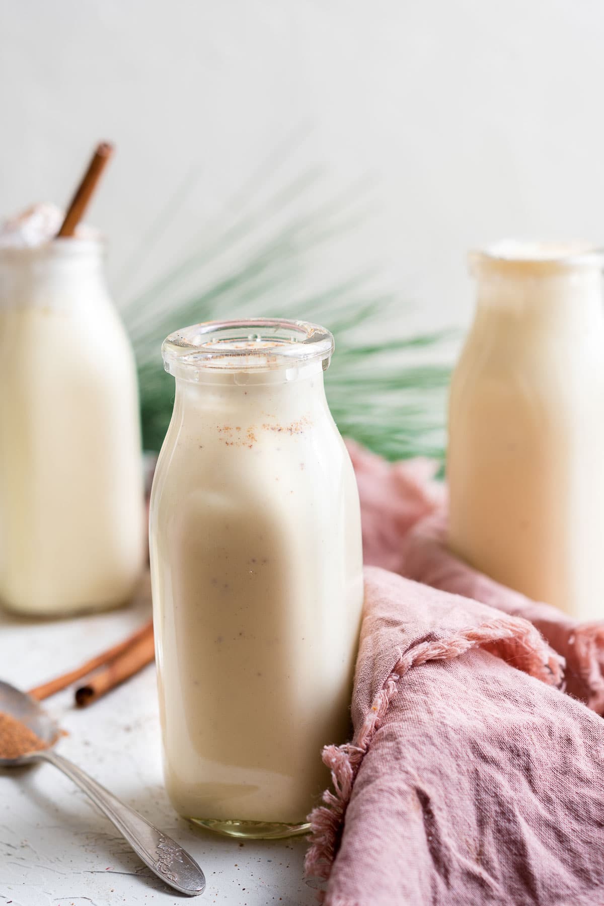 milk bottles of eggnog 