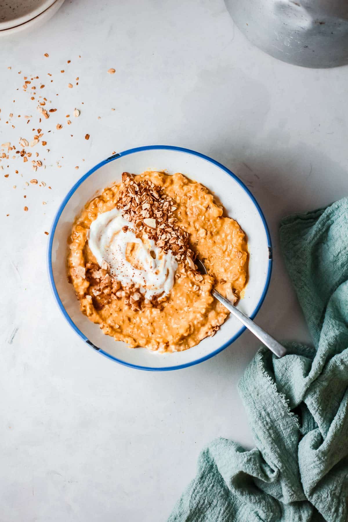 pumpkin oatmeal with spoon 