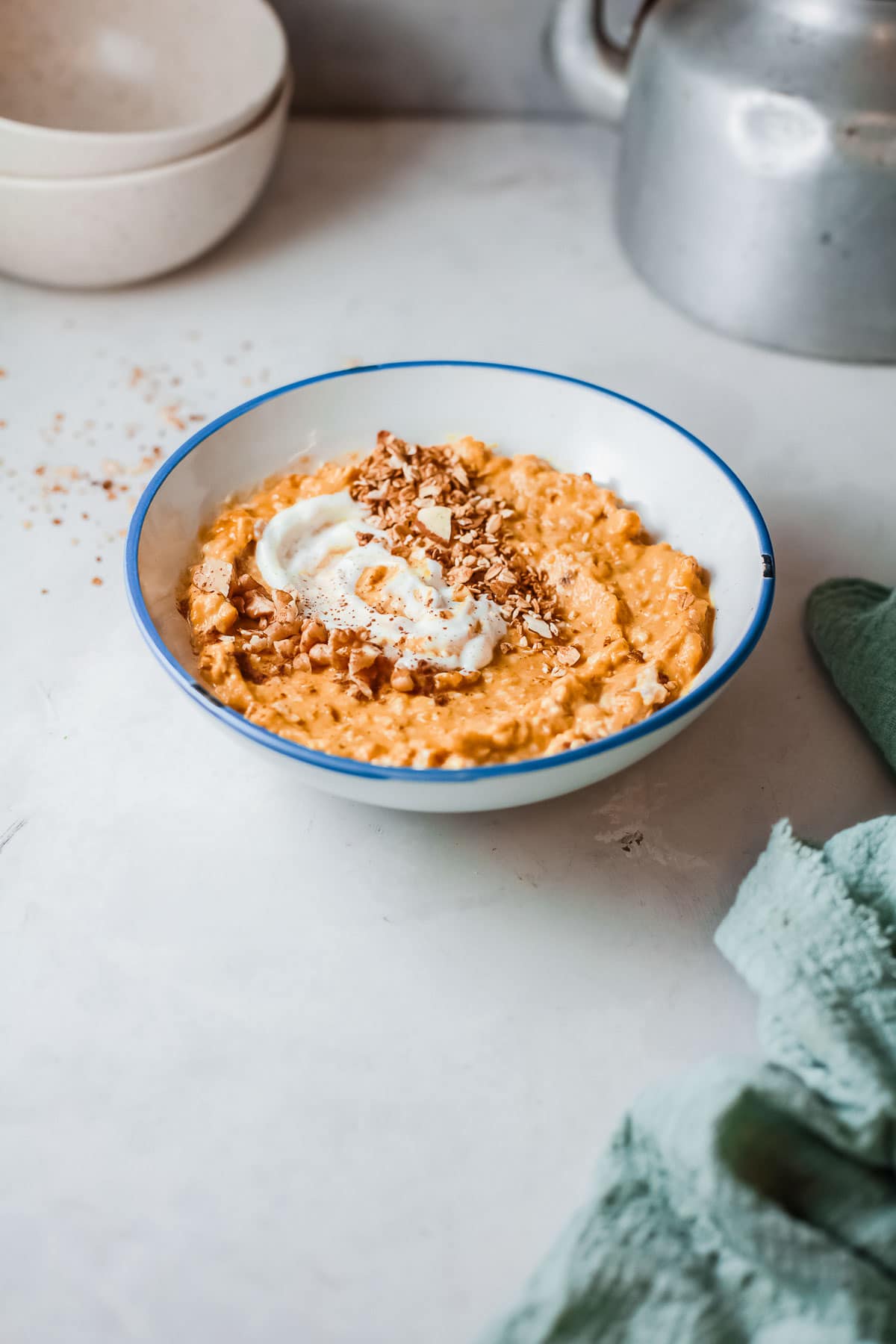 pumpkin oatmeal with toppings