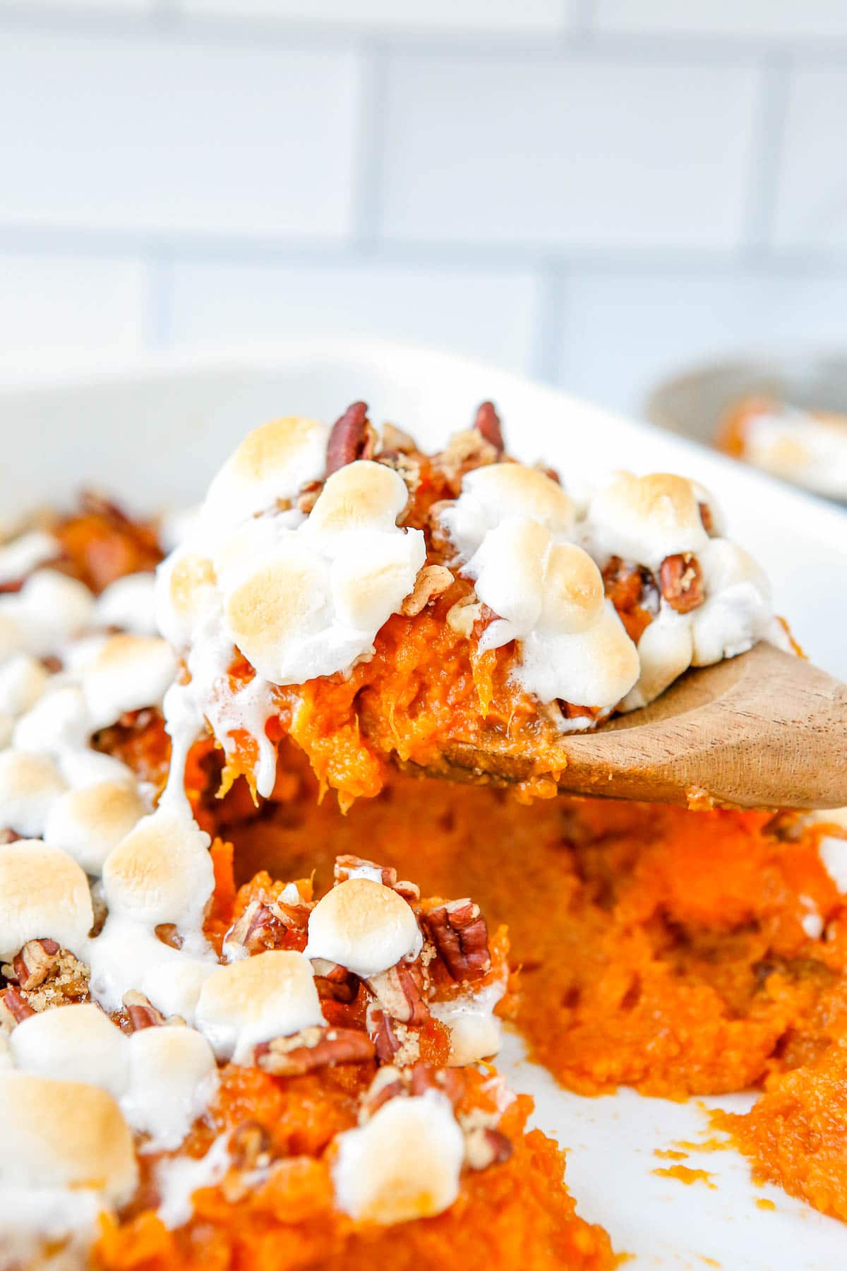 scoop of sweet potato casserole 