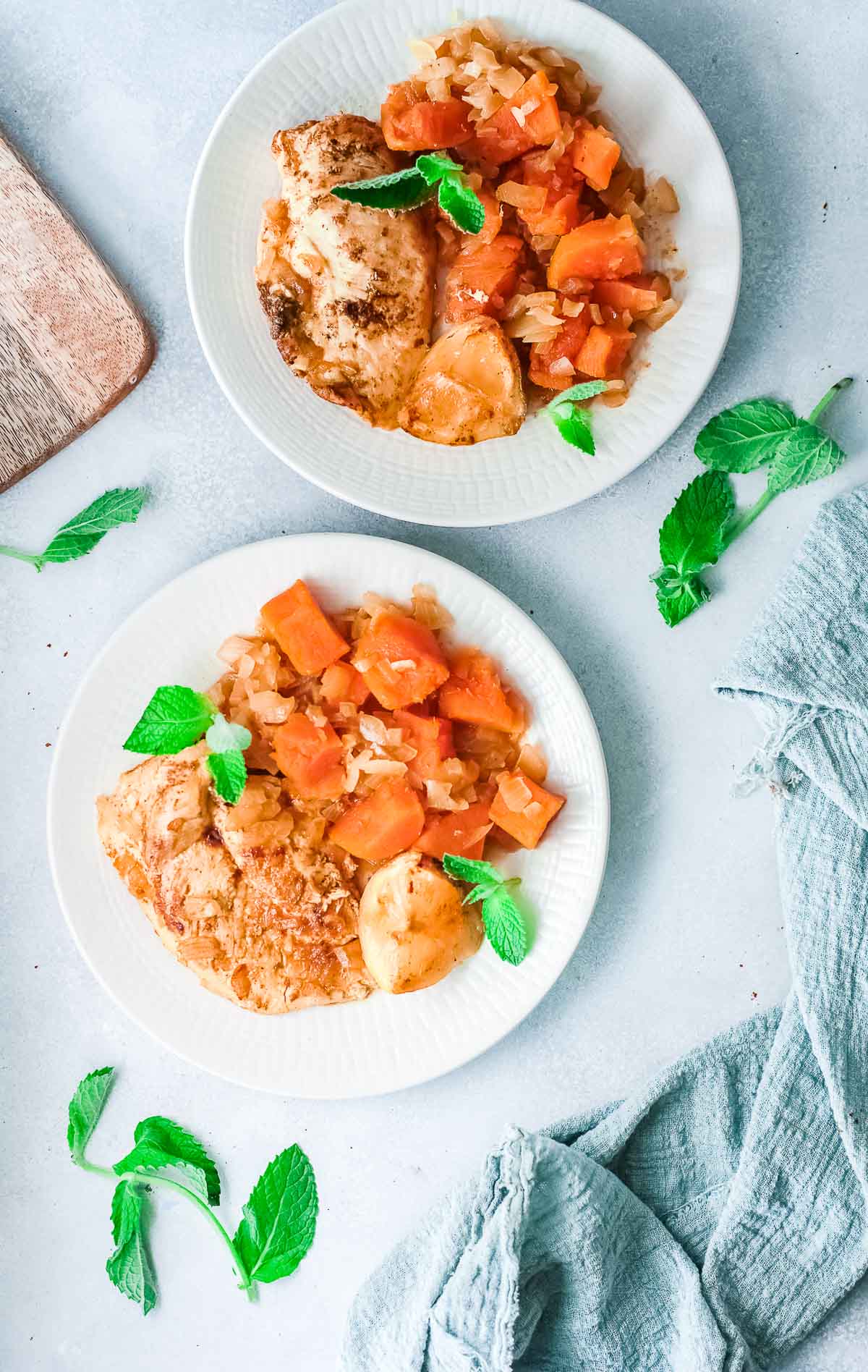 two plates of moroccan chicken 