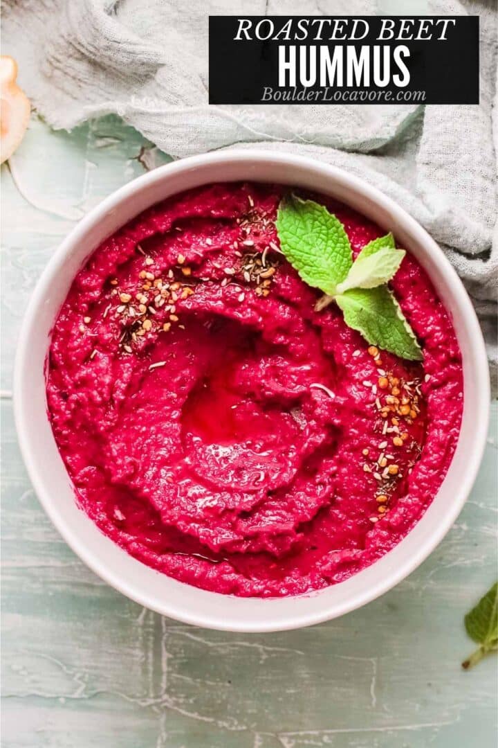 Roasted Beet Hummus recipe Easy Appetizer Boulder Locavore