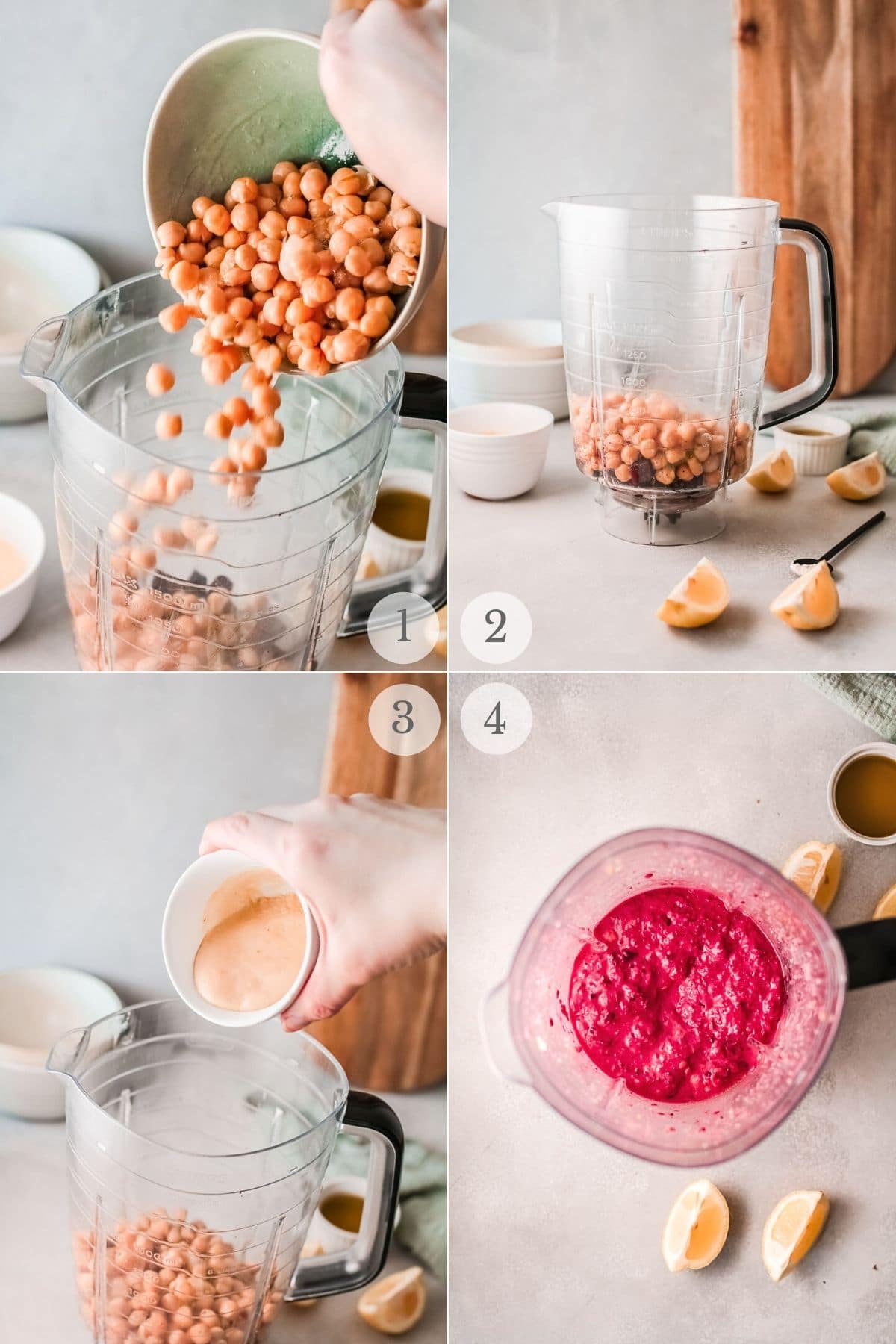 beet hummus recipe steps 1-4a