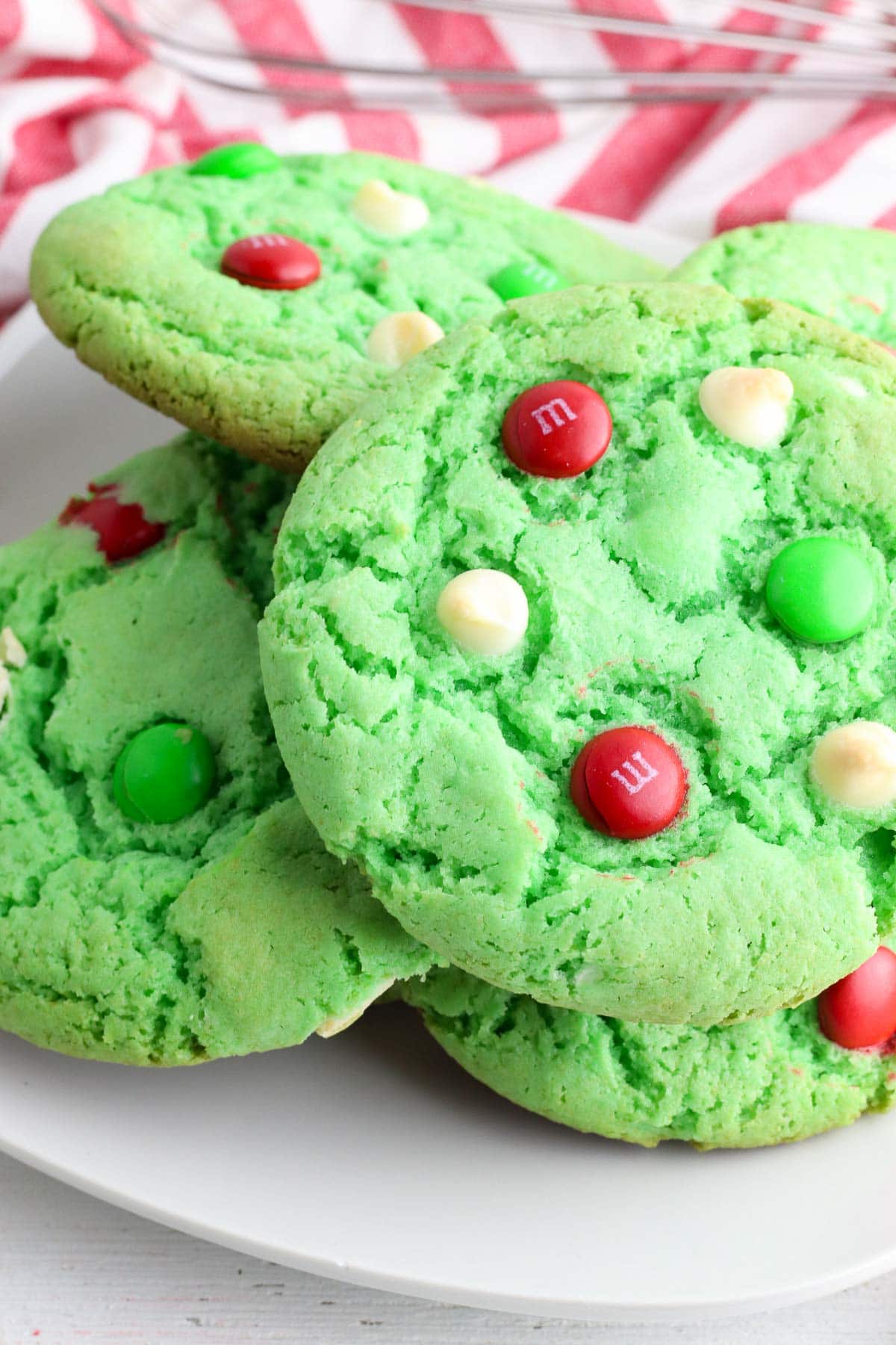 christmas cake mix cookies close up on plate