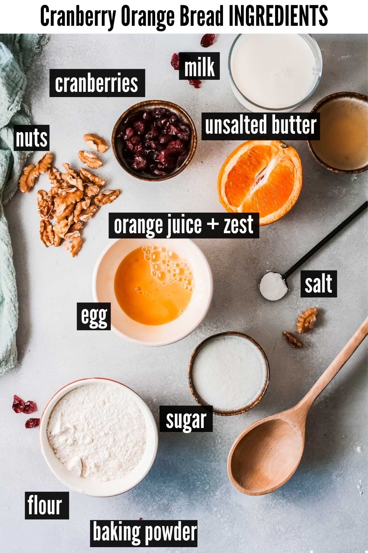 cranberry orange bread ingredients