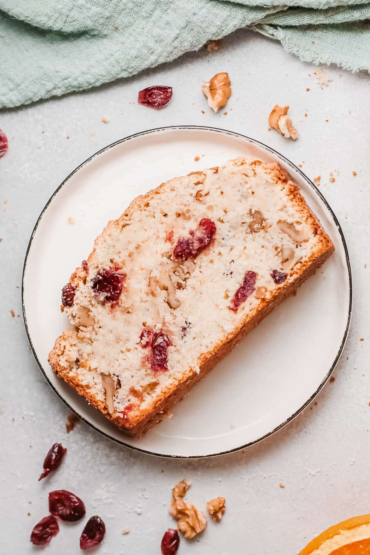 cranberry orange bread slice