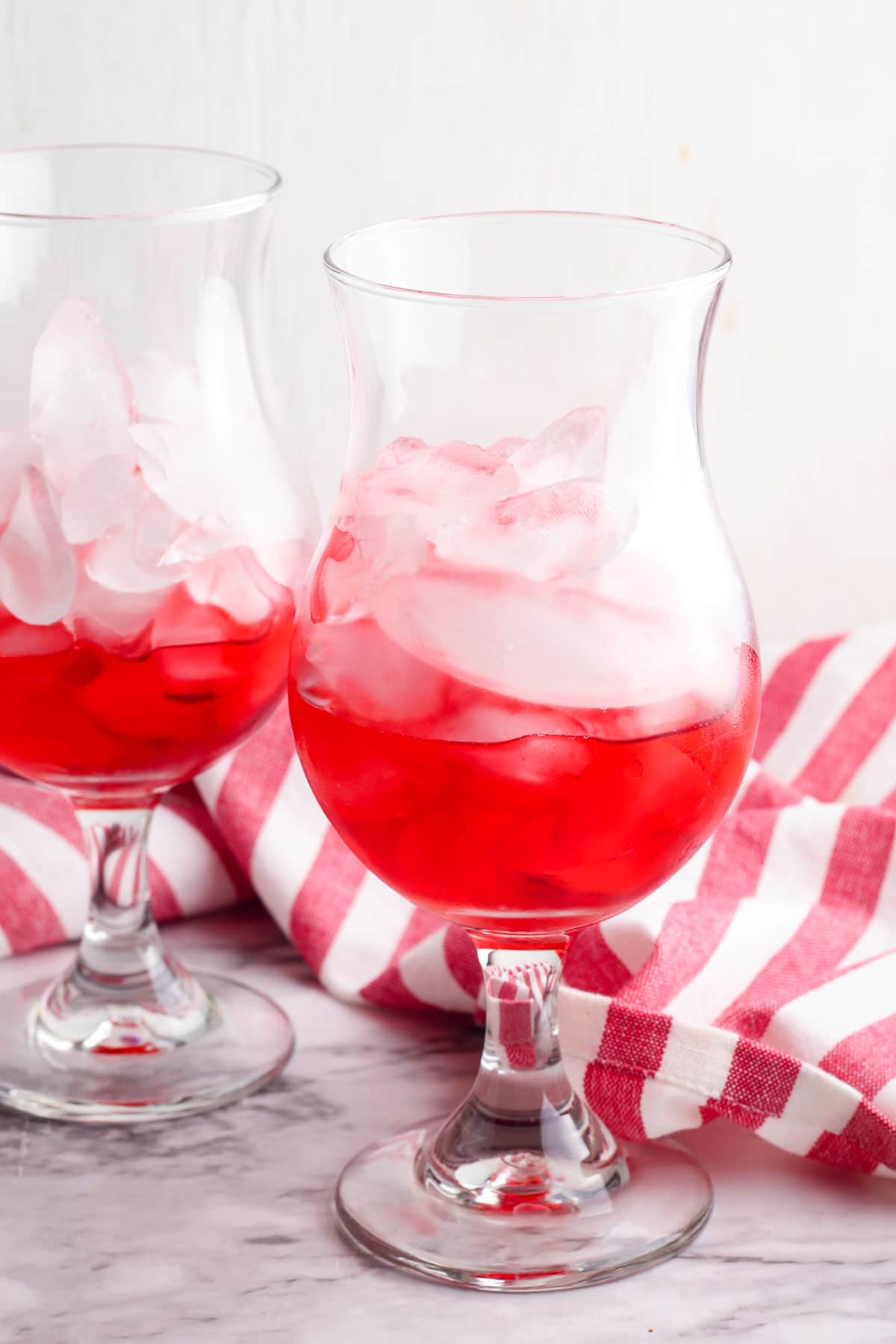 grenadine in a glass with ice