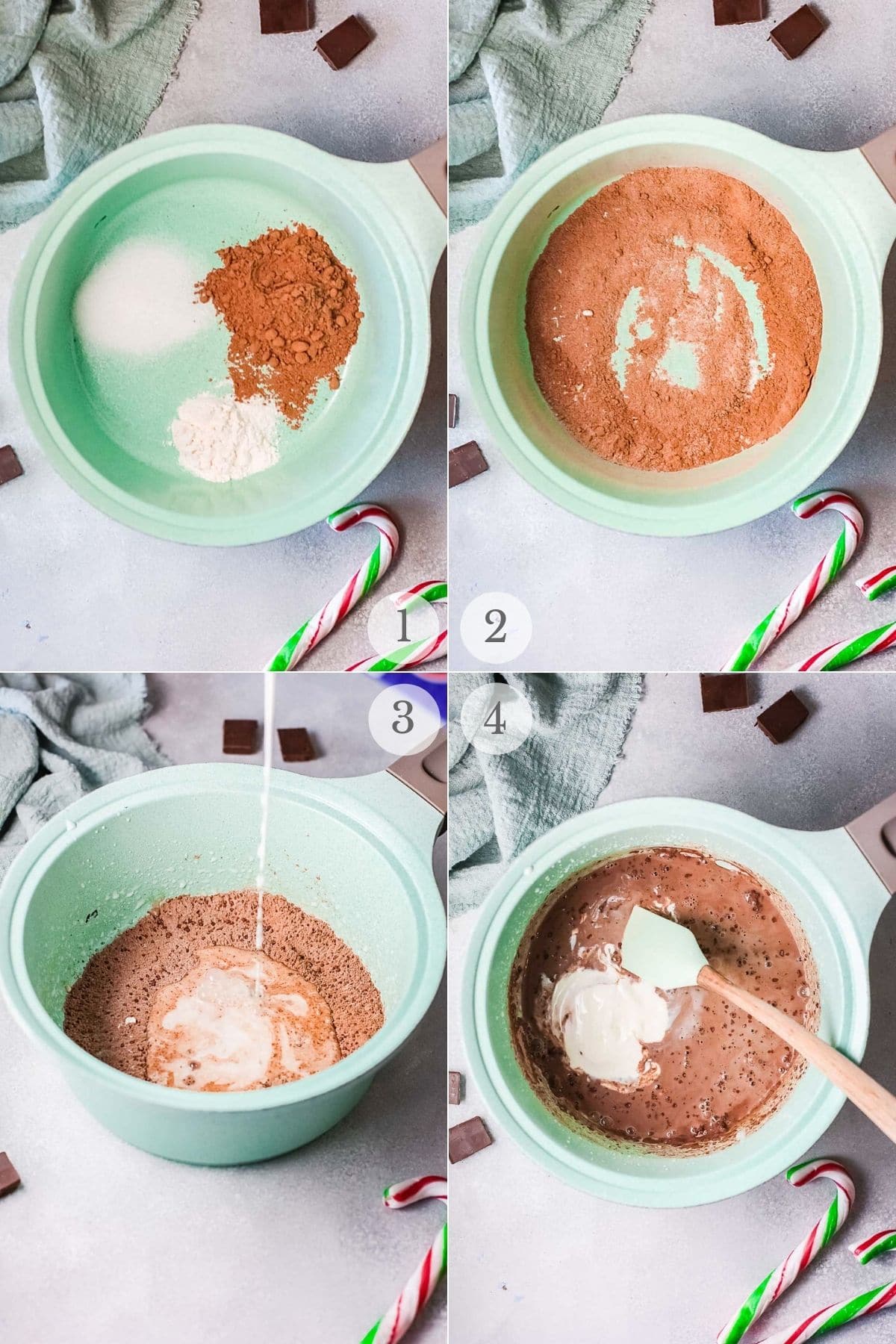 peppermint hot chocolate recipe steps 1-4