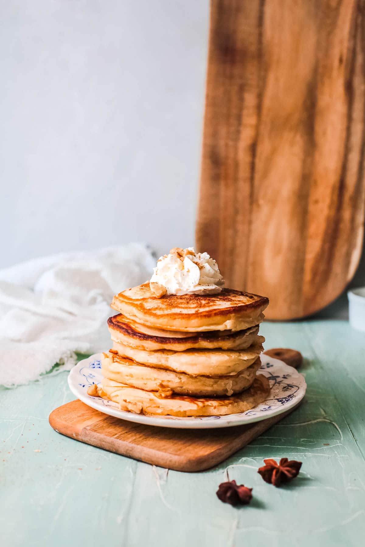 stack of eggnog pancakes 