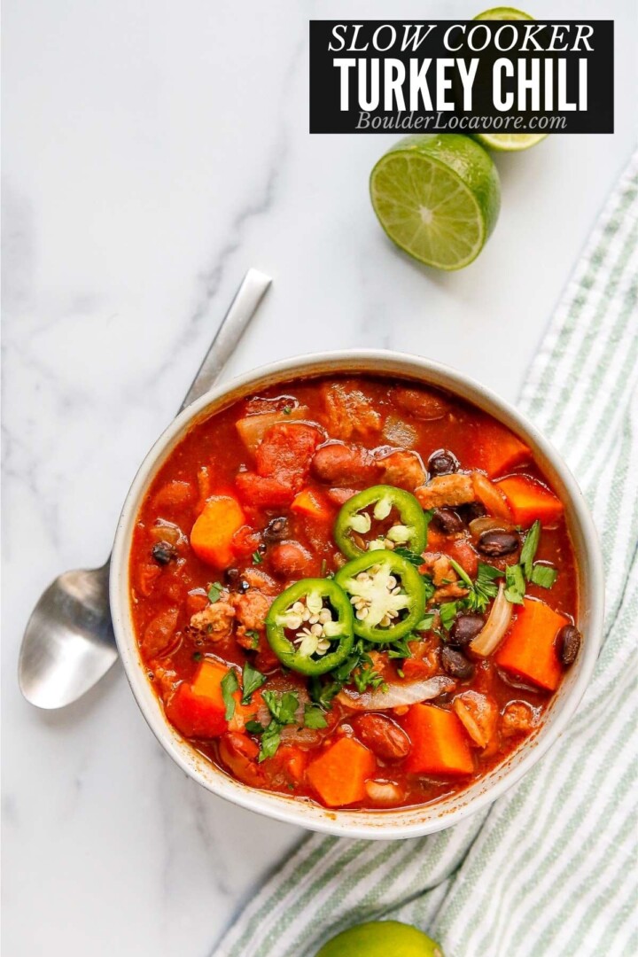 Slow Cooker Turkey Chili recipe Boulder Locavore