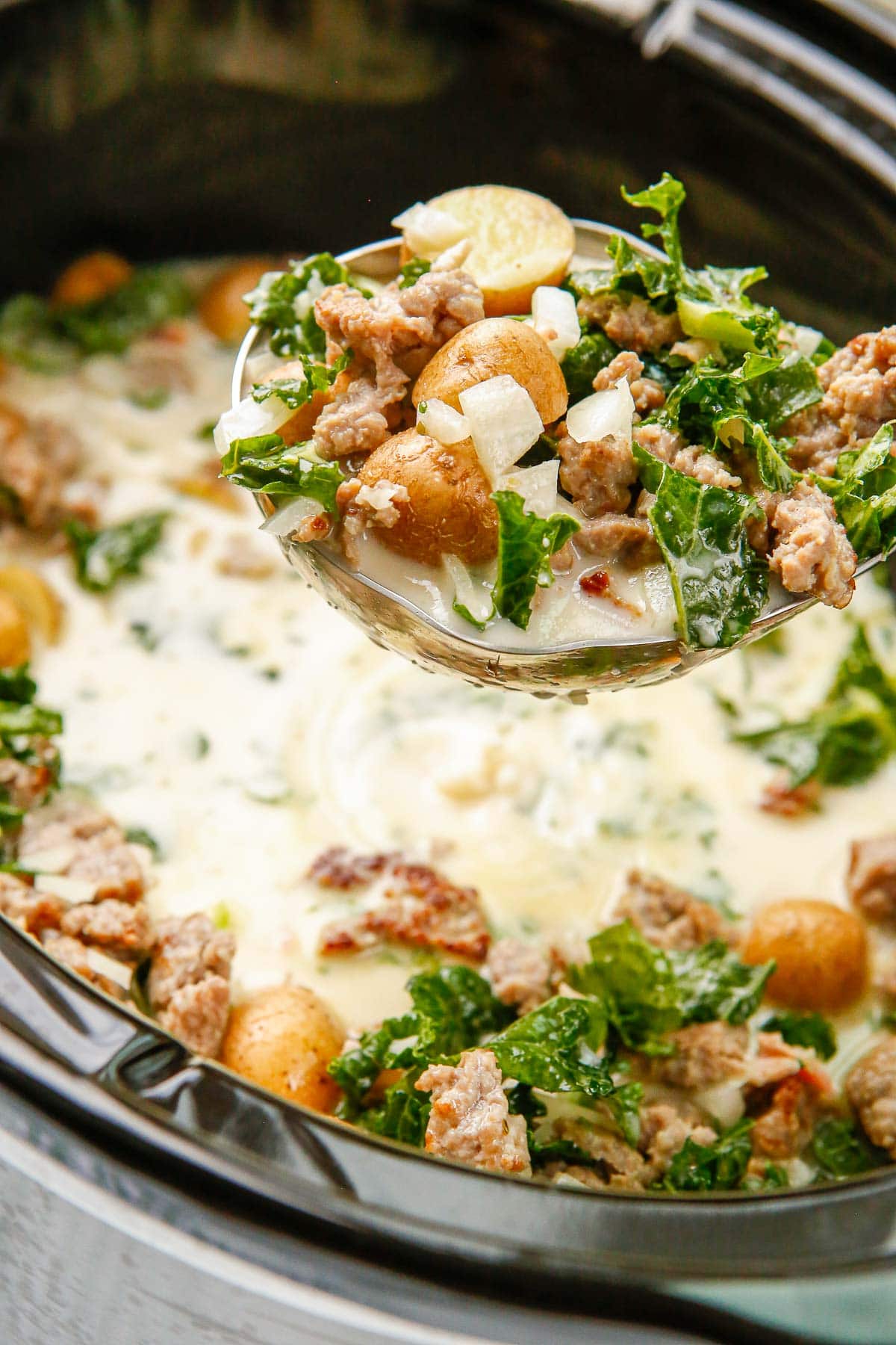 ZUPPA TOSCANA SOUP ON LADLE 