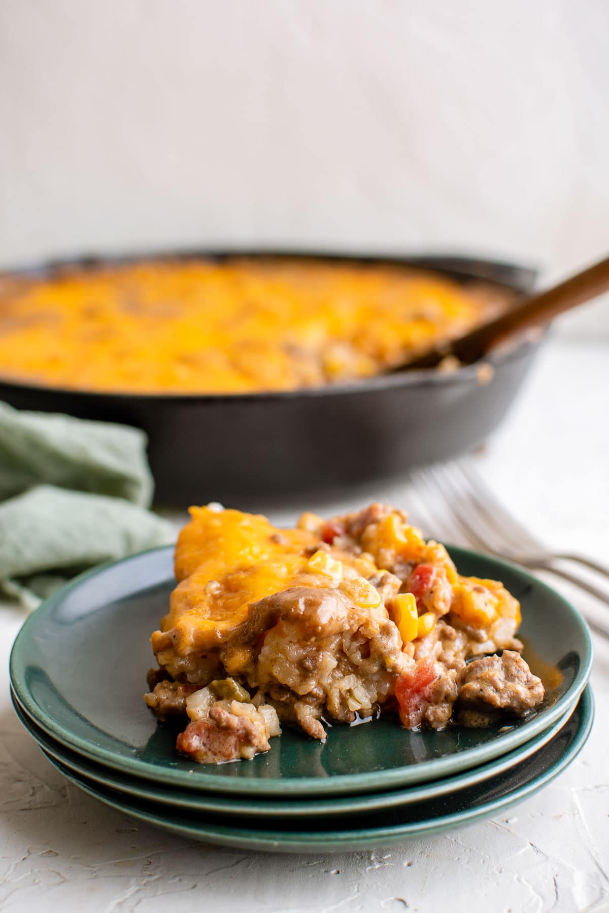 cowboy casserole serving on a plate 