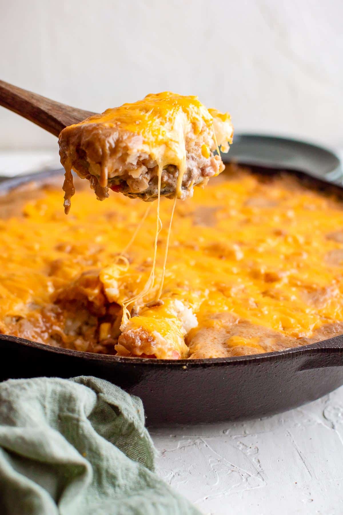 cowboy casserole serving on a spoon