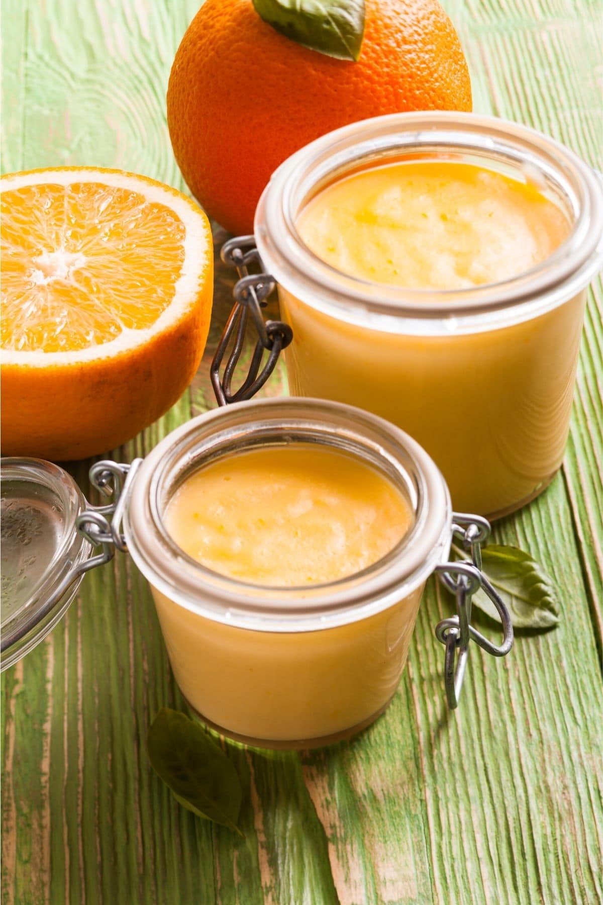 homemade orange curd in jars