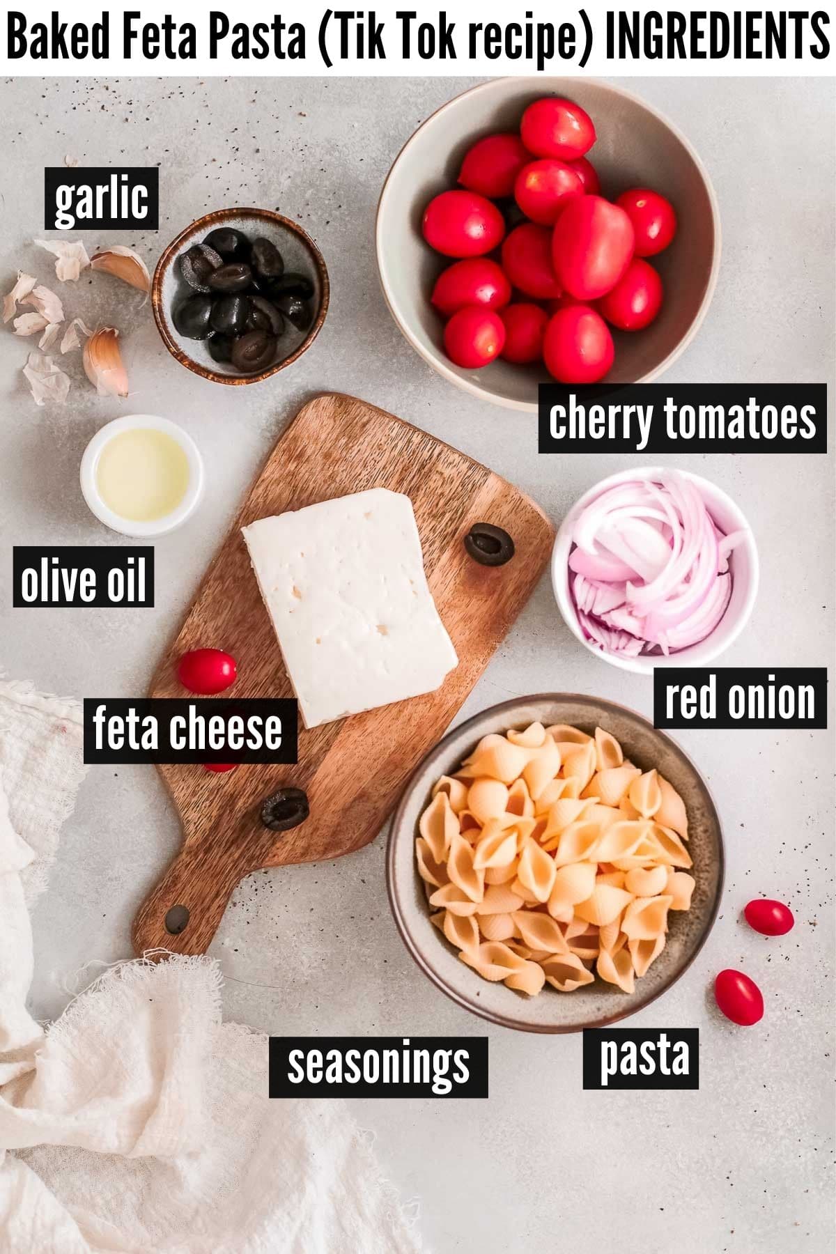 baked feta pasta ingredients