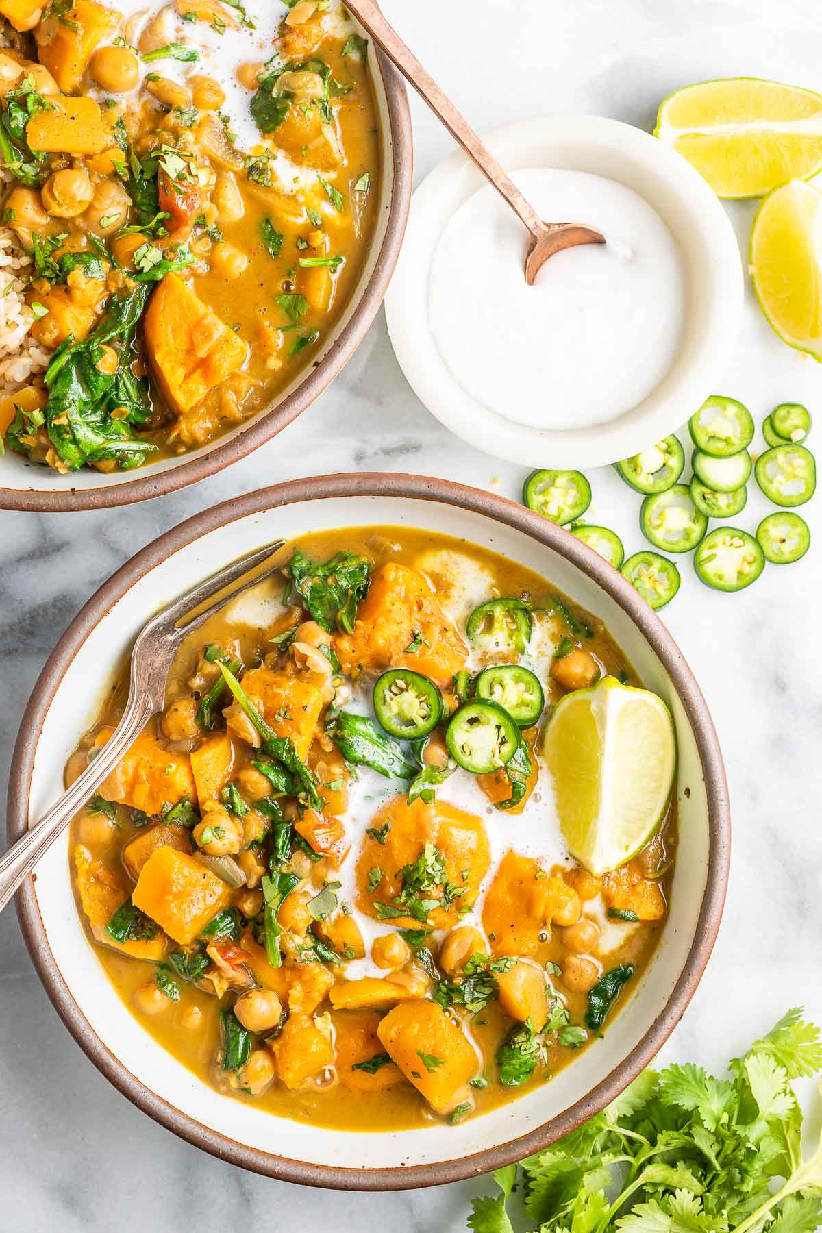 bowls of chickpea curry 