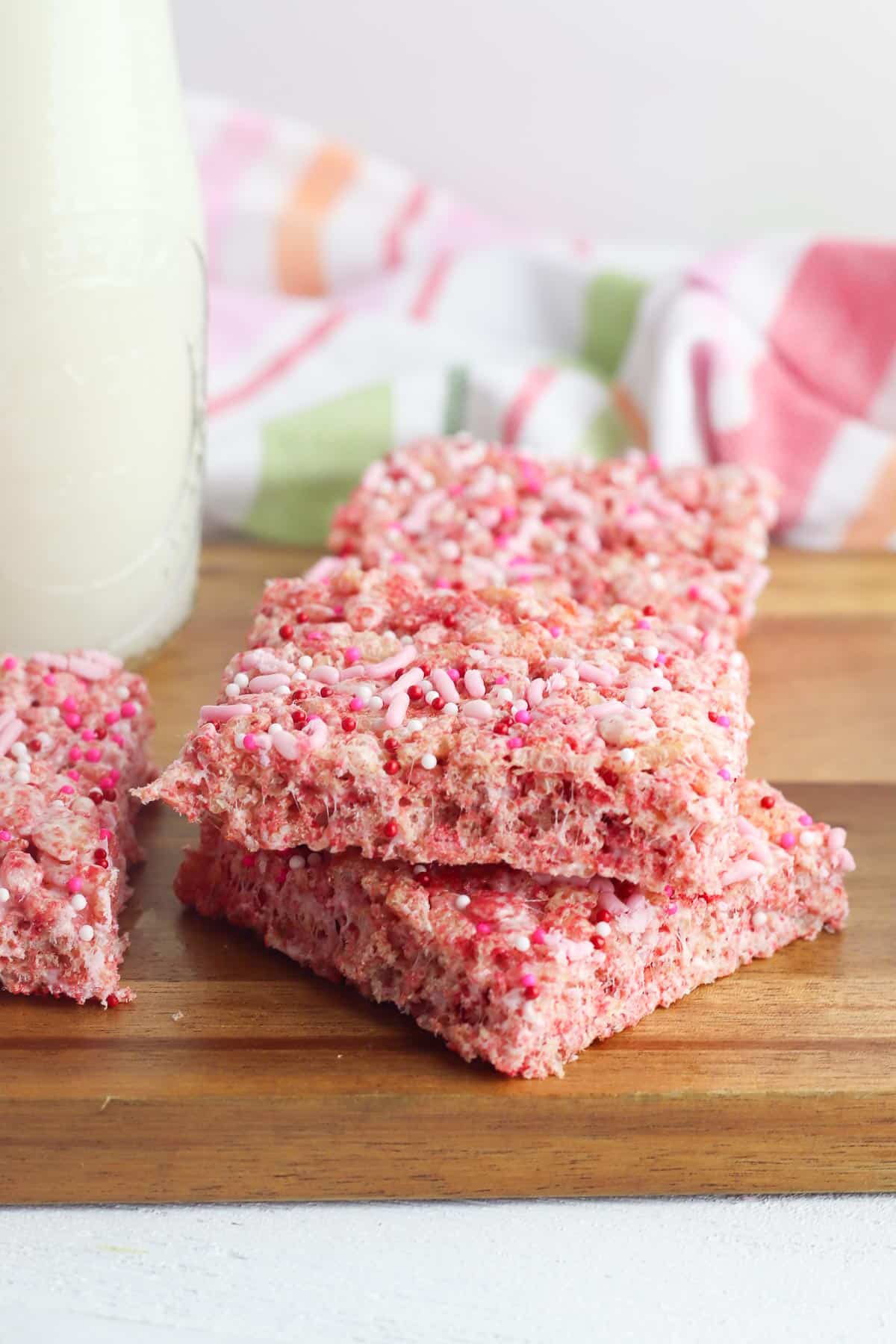 cotton candy rice krispie treats side view