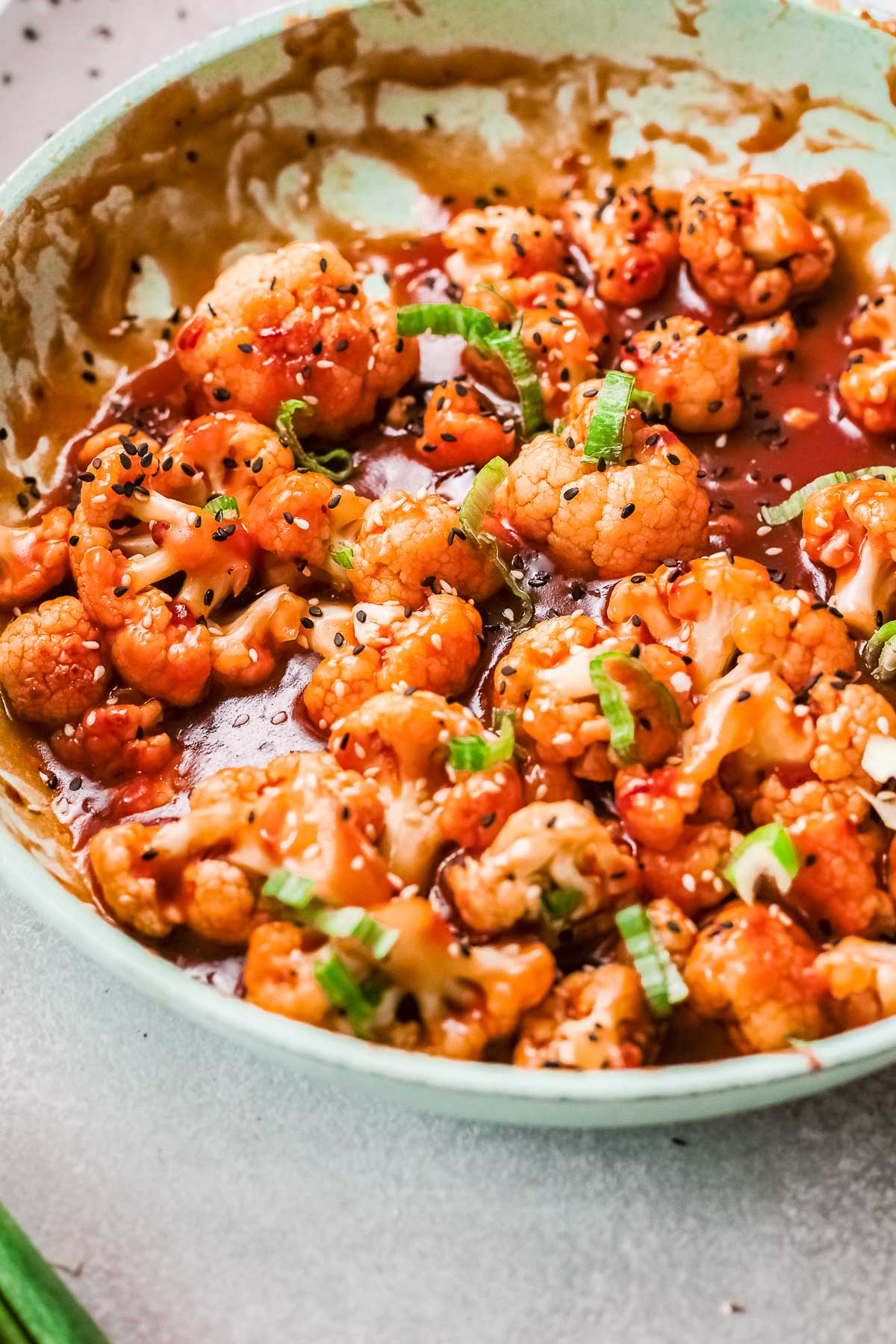 korean bbq cauliflower in pan 