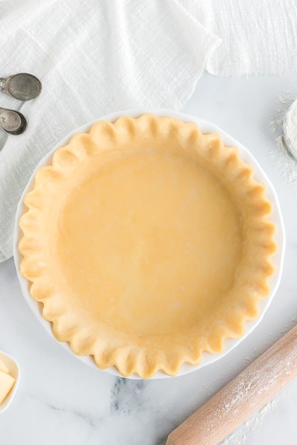 prepared all butter pie crust overhead with flour