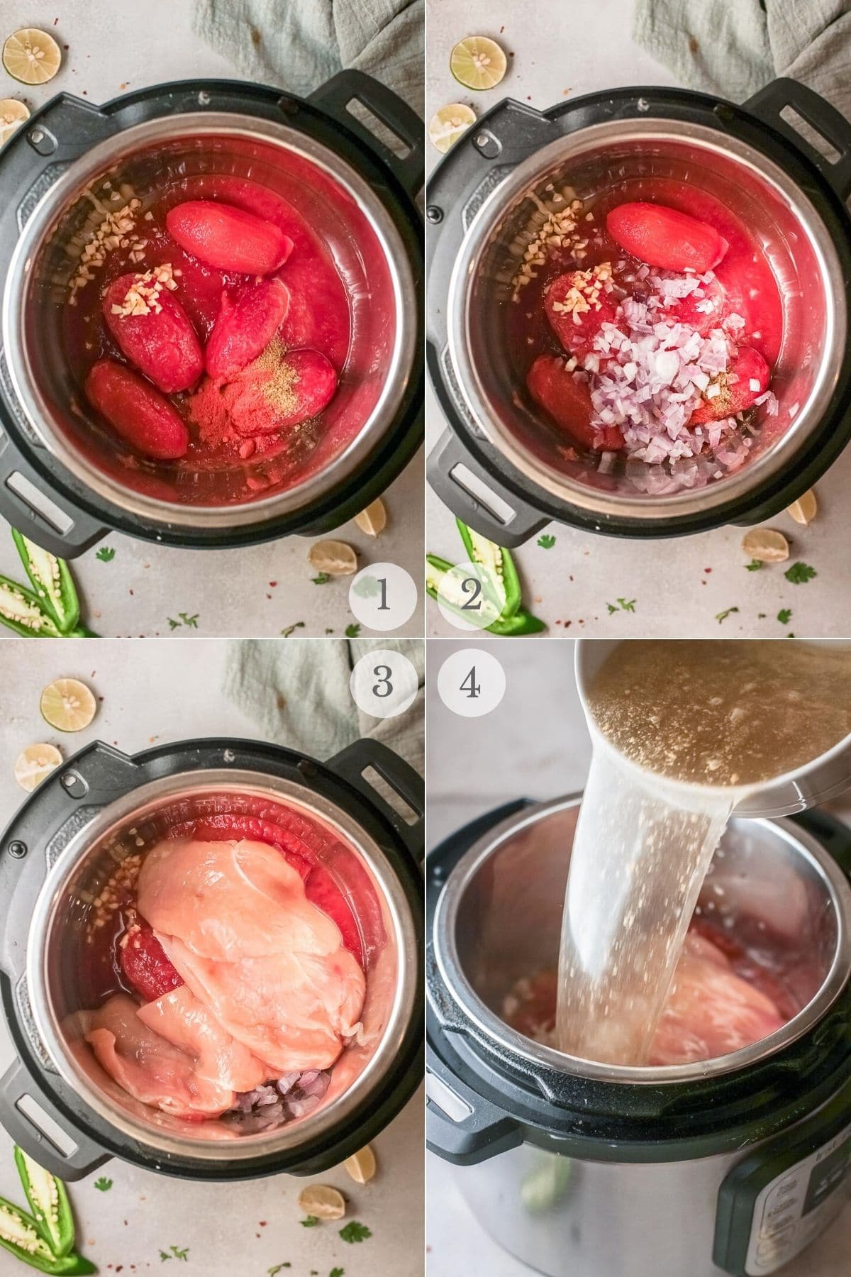 spicy instant pot chicken soup recipe steps 1-4