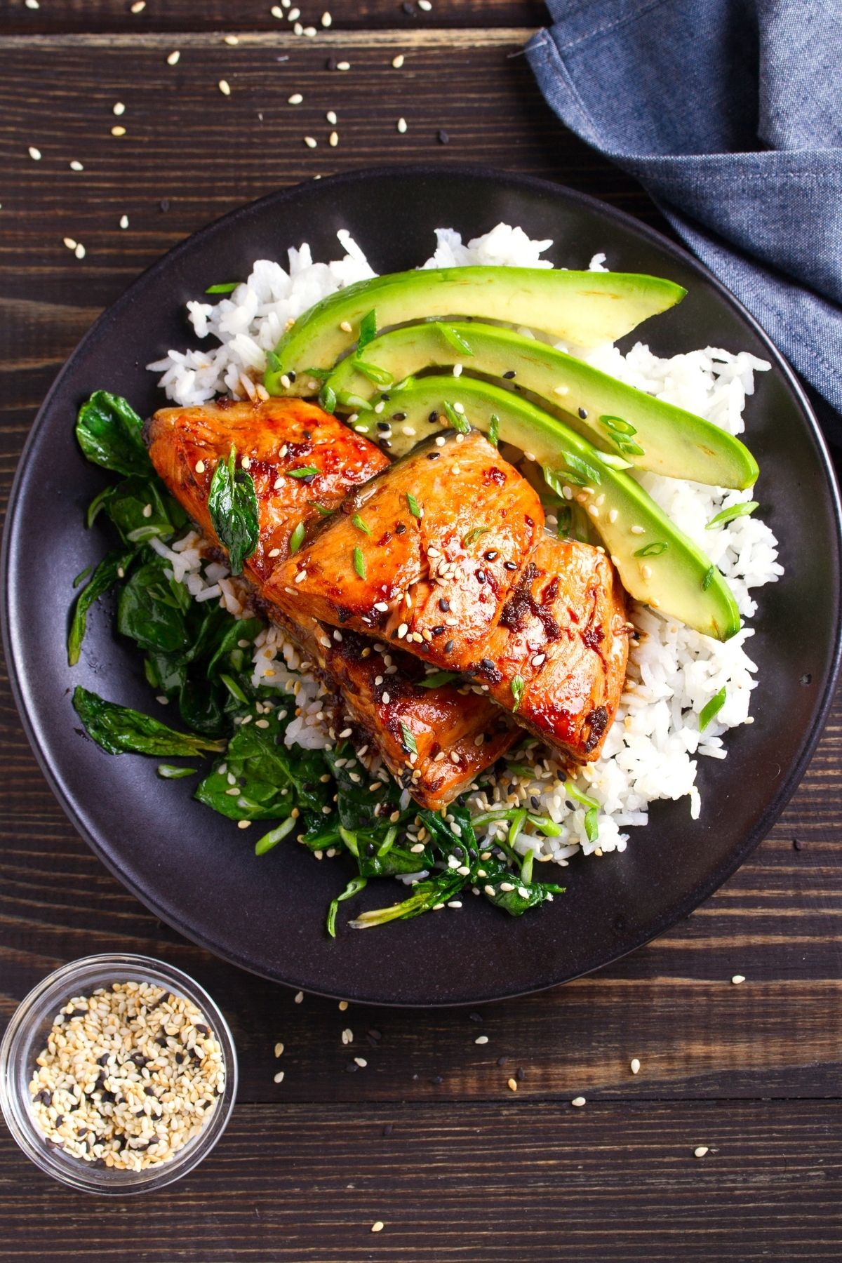 teriyaki salmon on rice