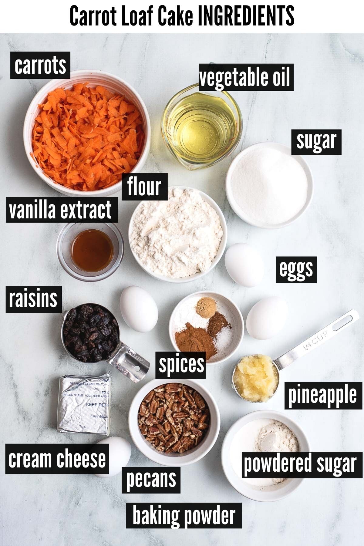 carrot cake loaf ingredients