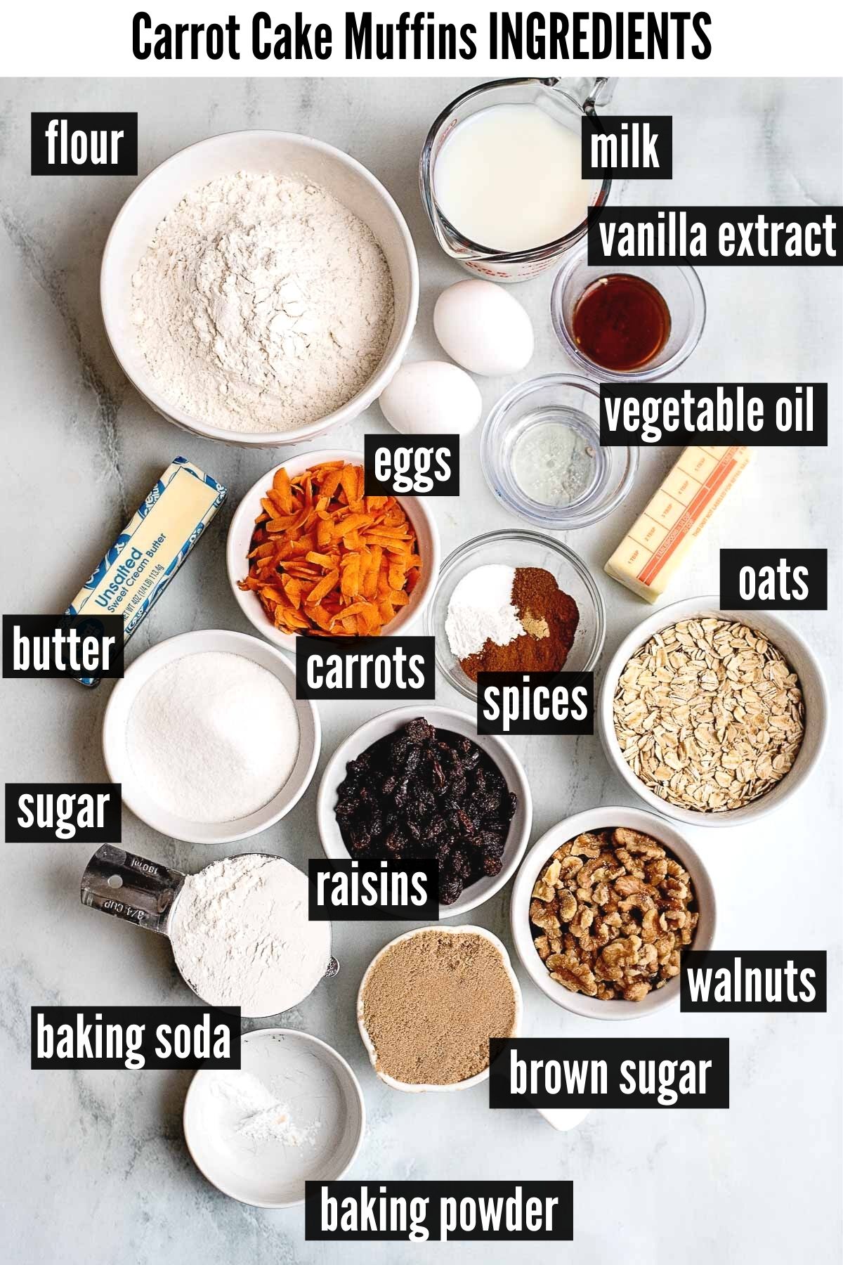 carrot cake muffins ingredients