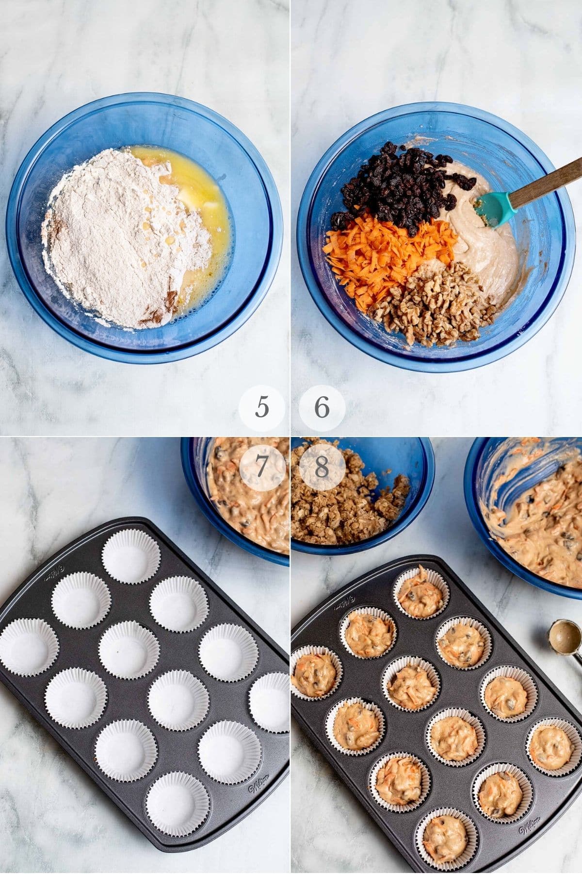 carrot cake muffins recipe steps 5-8